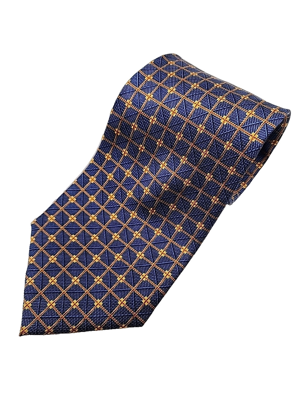 Nautica Blue & Gold Geometric Silk Necktie - Like New